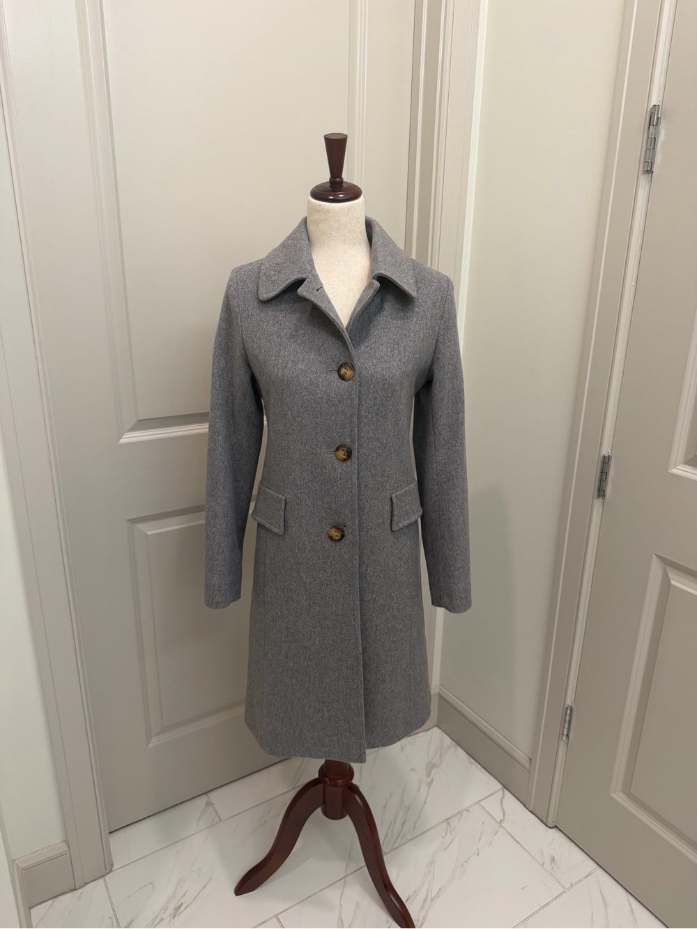 FLEURETTE - Gray Single-Breasted Wool Coat - 4